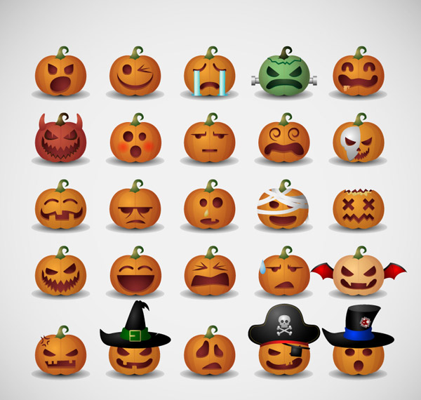 Cartoon Pumpkin Emoticons