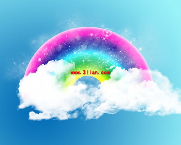 Cartoon Rainbow Sky Psd Source File