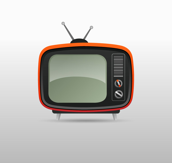 kartun merah vintage tv set