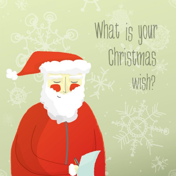 desenhos animados cartaz de lista de desejos de Papai Noel