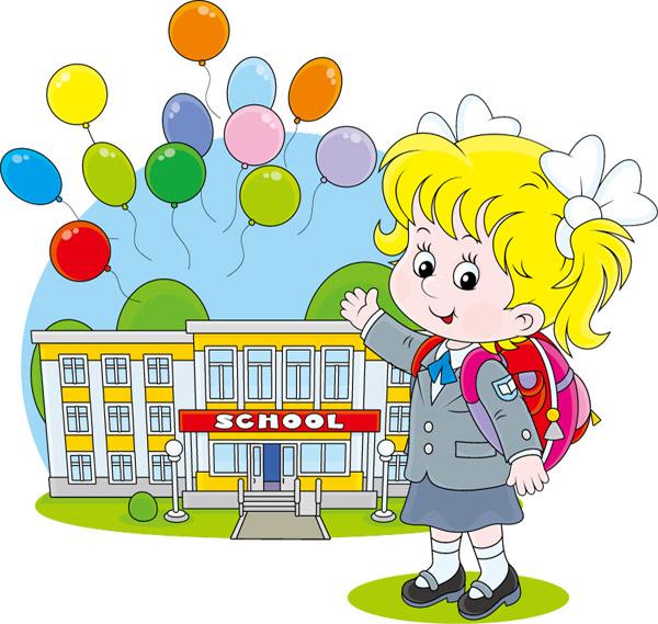 illustrazione di cartone animato scuola ragazza