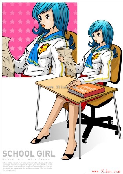 Cartoon Schoolgirl