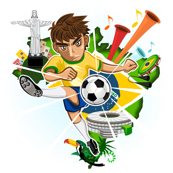 Cartoon-Shooting-Football-Spieler