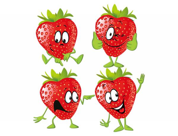 Cartoon Erdbeere lächelt