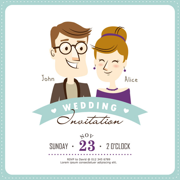 Cartoon Wedding Invitation Cards