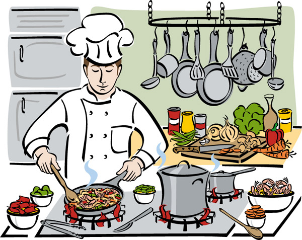 cartoni animati, illustrazione di chef di cucina