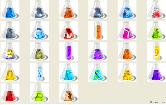 icônes de bureau informatique chimique contenant de style