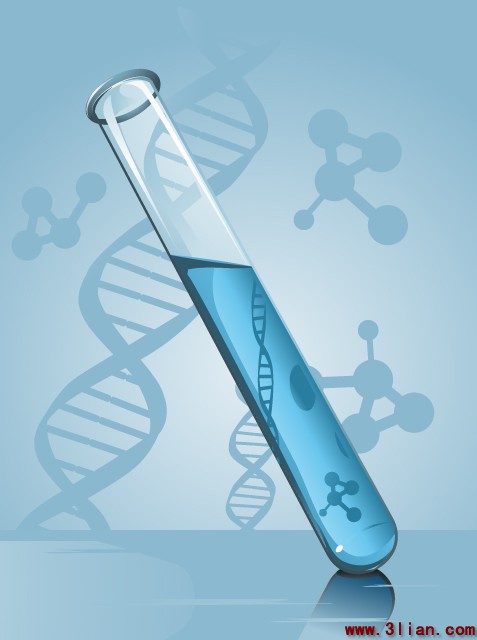 tabung kimia dengan latar belakang biru