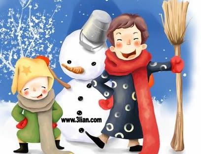 crianças com boneco de neve