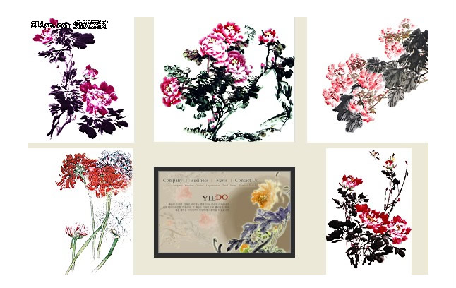 Chinese Painting Peony Watercolor Psd Material