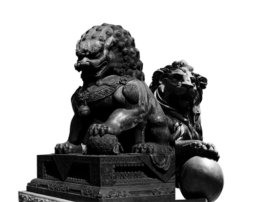 material do psd de leões de pedra chinesa