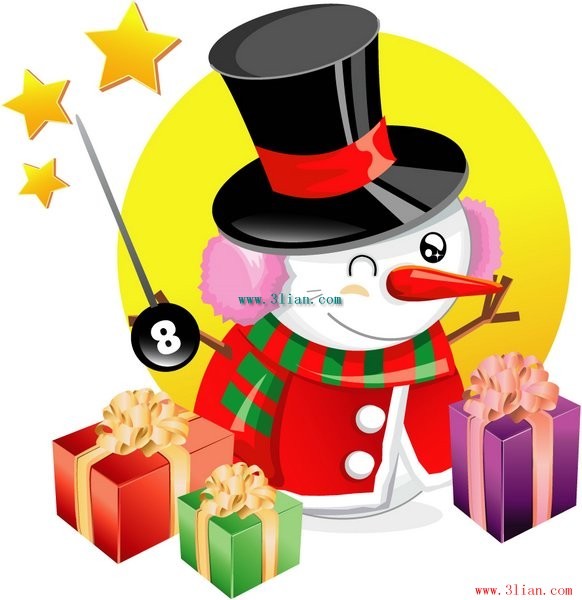 Weihnachten-Schneemann und Geschenk