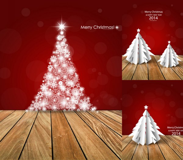 クリスマス ツリー木製の背景イラスト