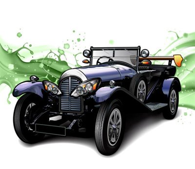 Ilustración de tinta coches clásicos splash