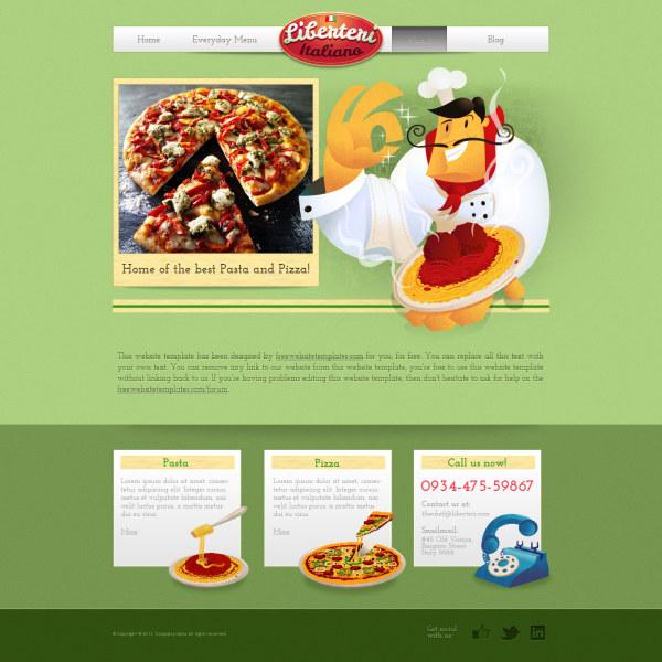 pizza cổ điển trang web psd template