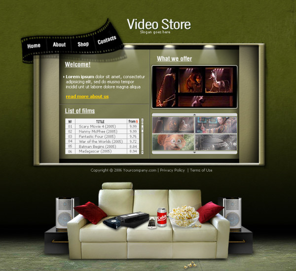 古典的なビデオ店 psd 生活博物館のウェブサイト