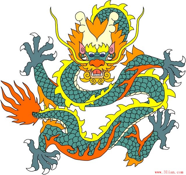 Классический китайский дракон шаблон материал