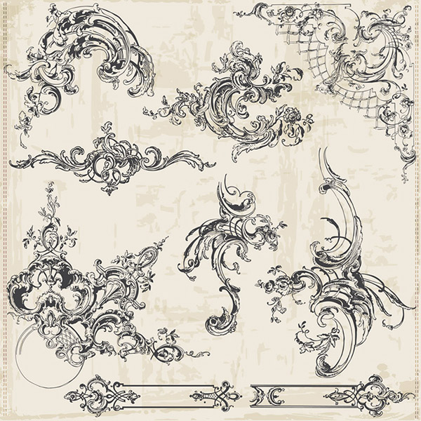 pola dekoratif gaya Eropa klasik