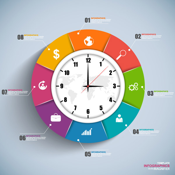 information d'affaires horloge couleur