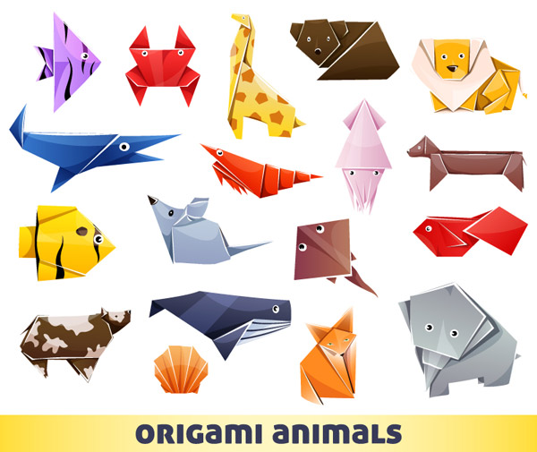 色彩設計的折紙動物