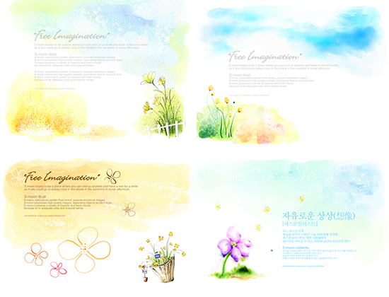 Color Hand Painted Flower Psd Material