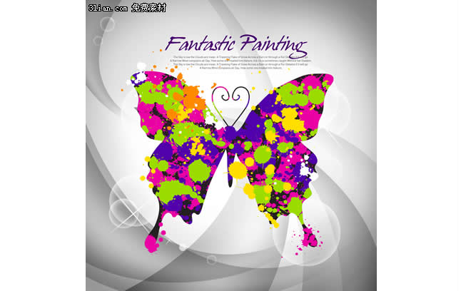 Color Ink Butterfly Psd Material