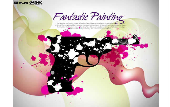 Color Ink Pistol Psd Material