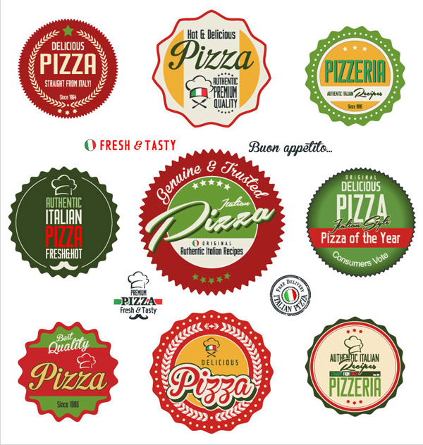 etichetta di pizza di colore