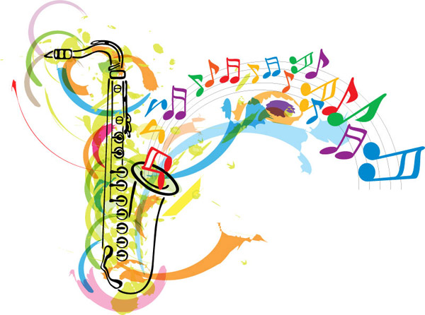 Notes et saxophone de couleur