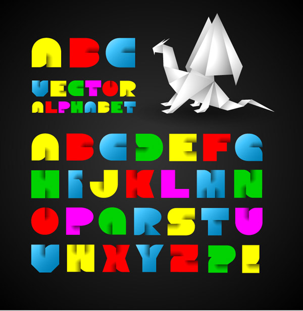 huruf-huruf berwarna origami