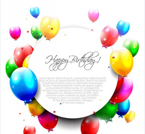 tarjeta de cumpleaños de globos de colores