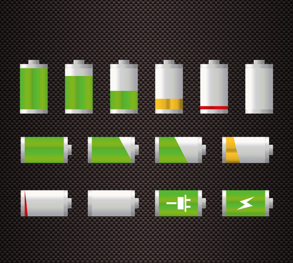 ikon baterai warna-warni