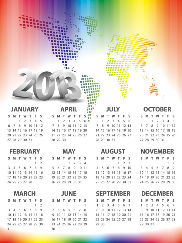 calendario colorido