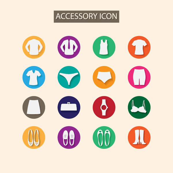 icona colorata di abbigliamento e accessori
