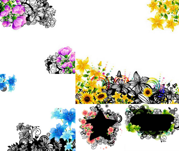 diseño de frontera de flores de colores