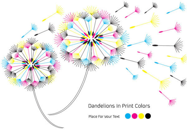 warna-warni tangan dicat dandelion