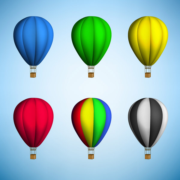 balon udara panas yang berwarna-warni desain