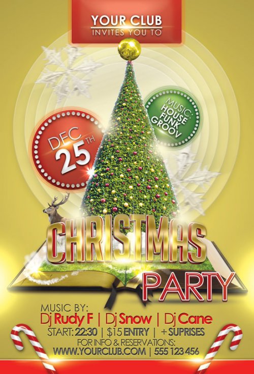 Colorful Merry Christmas Party Psd Template