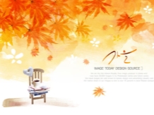漫畫的秋天的樹葉背景 psd 凳子素材