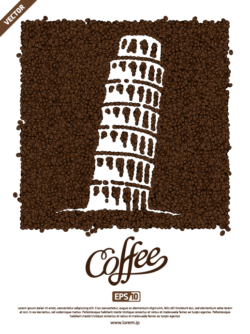 состоящий из кофейных зерен башня