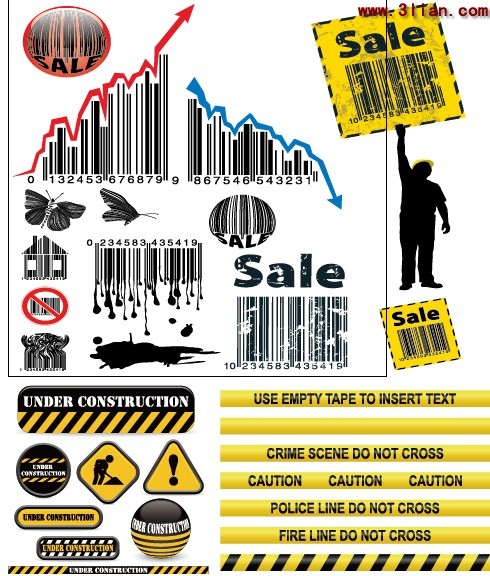 Construction Icons And Bar Code