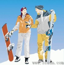 các cặp vợ chồng trượt tuyết