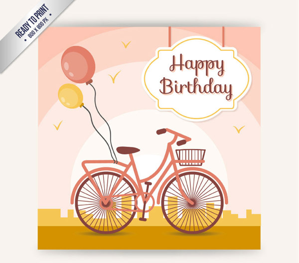 thẻ sinh nhật sáng tạo xe đạp