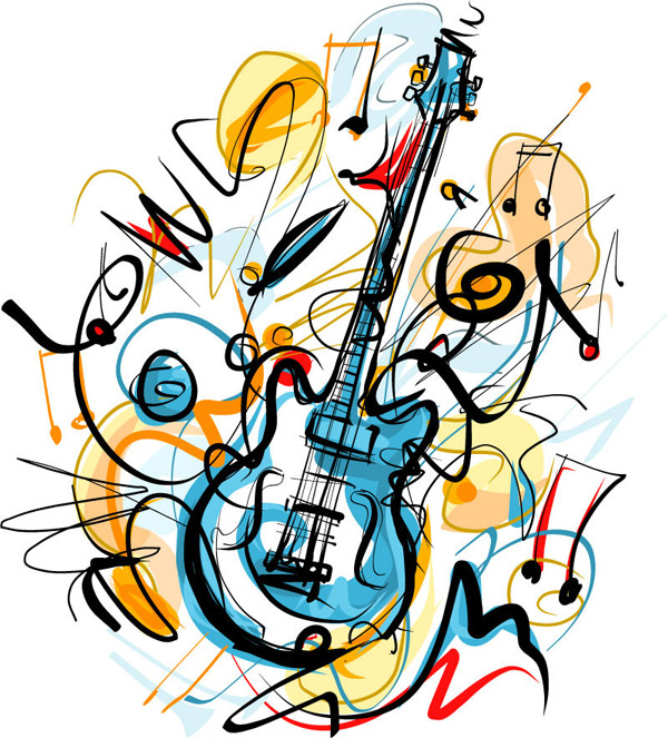 doodle kreatif gitar listrik