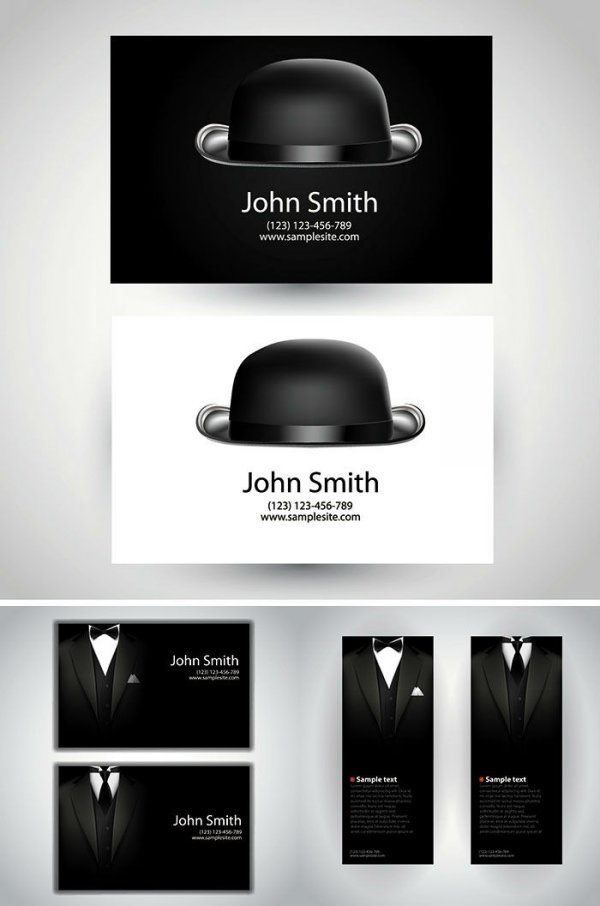 творческие джентльмен дизайн визитной карточки в шляпу