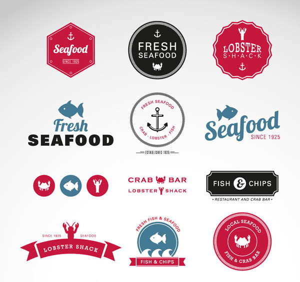 étiquettes de fruits de mer créative