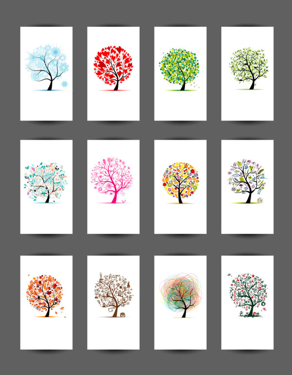 크리에이 티브 나무 카드 디자인