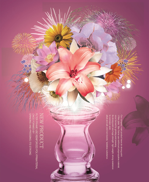 kristal vas bunga latar belakang psd bahan