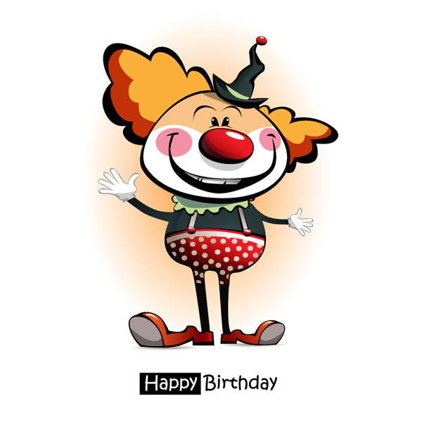 carte d'anniversaire mignon de clown au nez rouge
