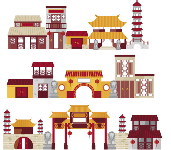 نمط الرجعية لطيف للهندسة المعمارية القديمة الصينية